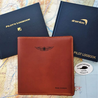 Sparrowhawk Pilot's Logbook Cover - Brown Aniline Leather