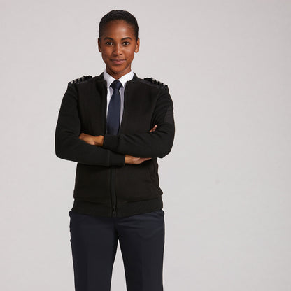 Women's Uniform Sweater - Krete Full Zip - Black