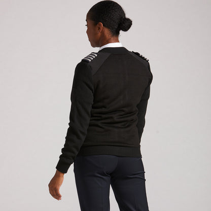 Women's Uniform Sweater - Krete Full Zip - Black