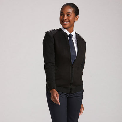 Women's Uniform Sweater - Krete Full Zip - Black