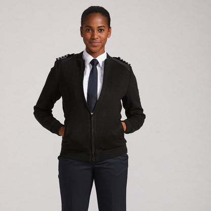 Women's Uniform Sweater - Krete Full Zip - Black