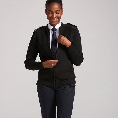 Women's Uniform Sweater - Krete Full Zip - Black