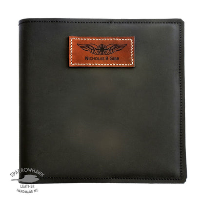 Sparrowhawk Pilot's Logbook Cover - Black Aniline Leather