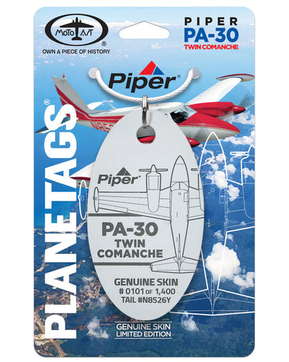 Planetags Piper PA-30 Comanche - White