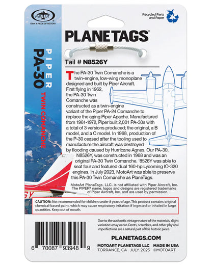 Planetags Piper PA-30 Comanche - White