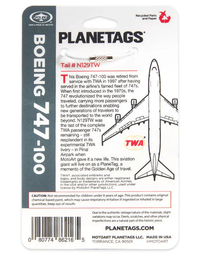 Planetags TWA 747-100 - Tail #N129TW