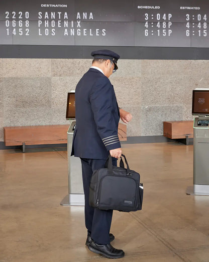 Durable aviation crew bag with tablet storage and headset compartment