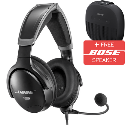 Bose gaming headset with free Bose speaker offer on a white background