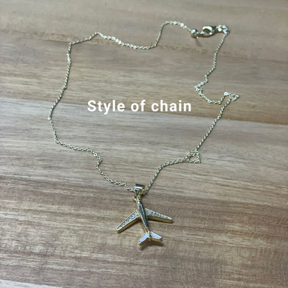 Gold Aeroplane Pendant Necklace