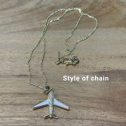 Gold Aeroplane Pendant Necklace