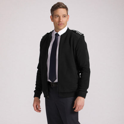 Men's Uniform Sweater - Krete Full Zip - Black