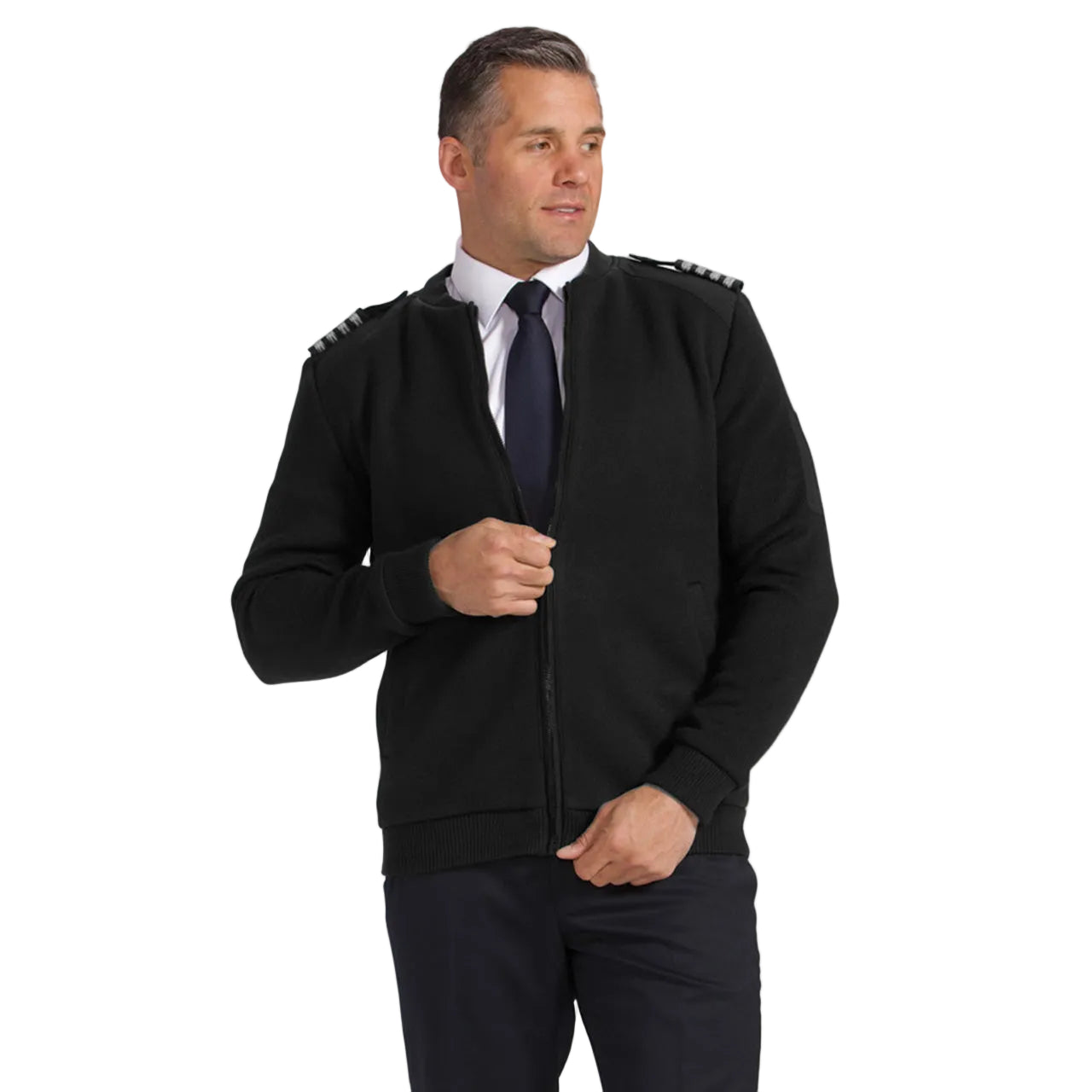 Men's Pilot Uniform Sweater Jacket Full Zip Black – Downunder Pilot ...