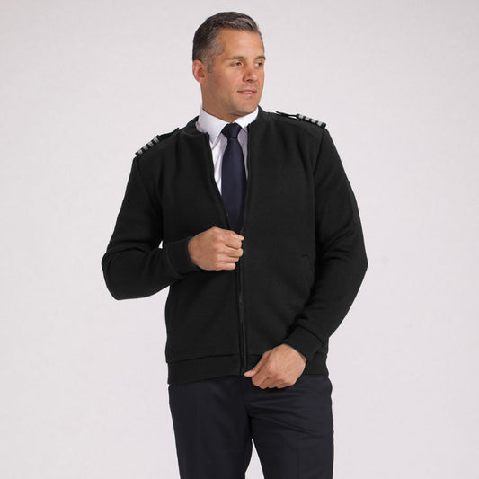 Men's Uniform Sweater - Krete Full Zip - Black