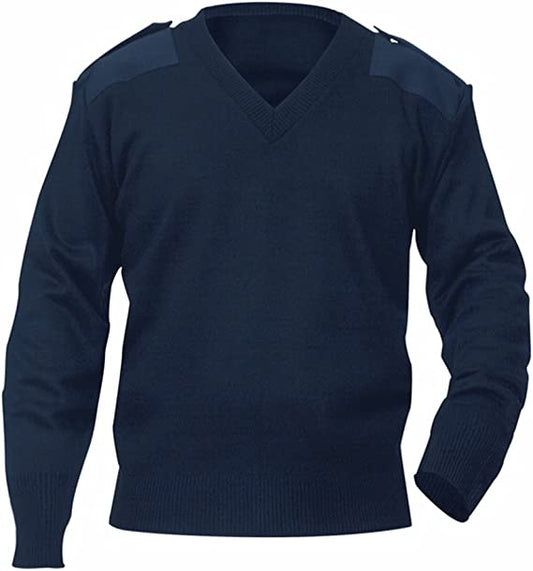 Crew Epaulette Jumper - Black CLEARANCE