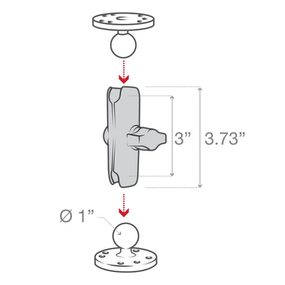 RAM Mount Plastic 3" Arm with 1" Socket