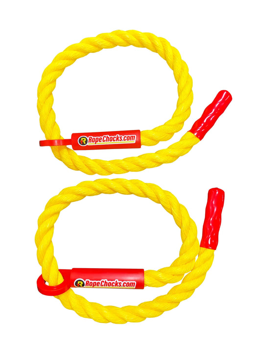 Pilot aircraft chocks pair with rope for small equipment and trailer wheels